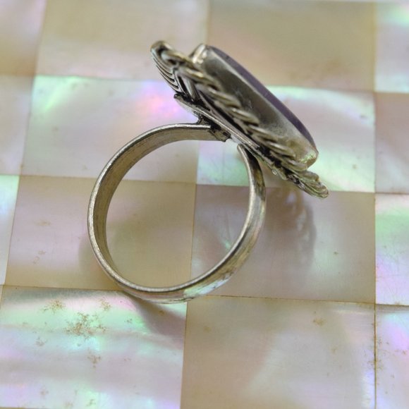 Amethyst & Sterling Silver Artisan Ring Size 7 1/2 - Picture 4 of 9